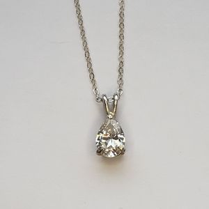 CZ Pear Solitaire in Silver Setting